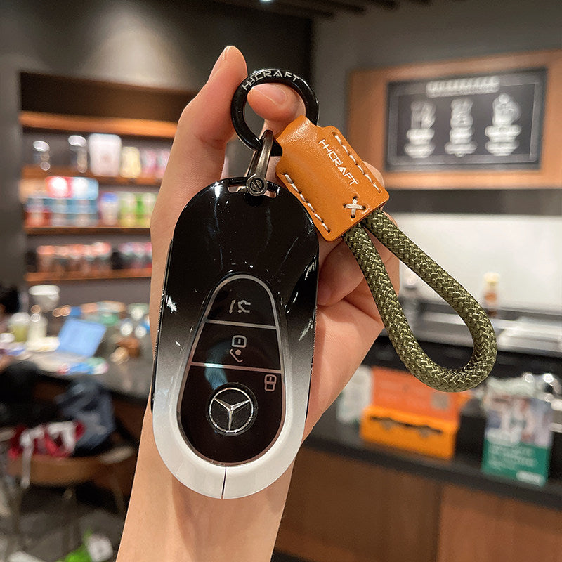 Mercedes-Benz Black & White Gradient Key Case with Rope Strap – New Oval Smart Key