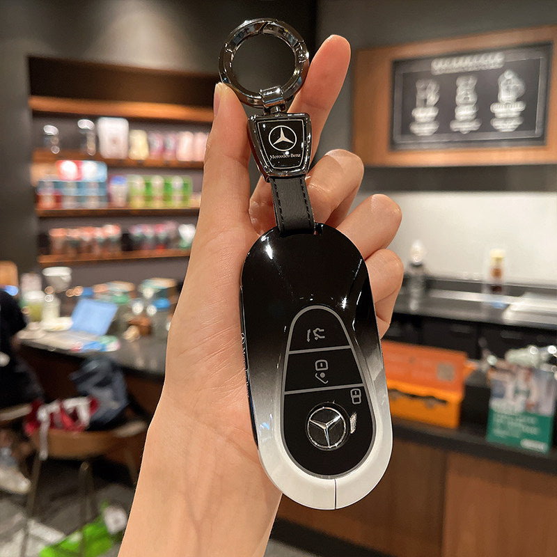 Mercedes-Benz Black & White Gradient Key Case with Rope Strap – New Oval Smart Key