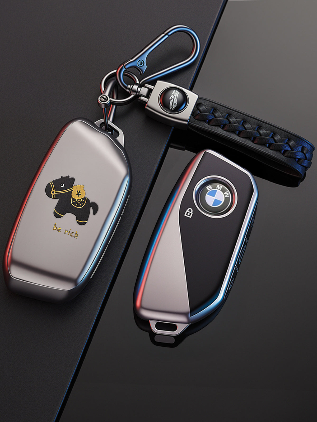 BMW Key Fob Case – G Type New-Generation Smart Key, Lucky Horse Design with Keychain Options