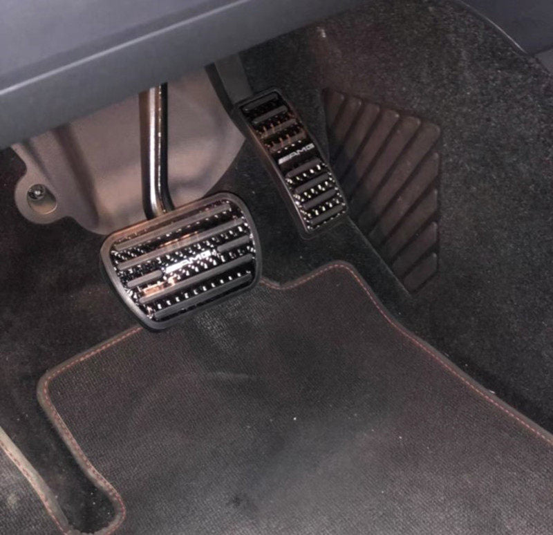 Mercedes-Benz Carbon Fiber Gas & Brake Pedal Covers – C / E / S-Class, GLC, GLE, GLS, CLA, GLA, AMG GT