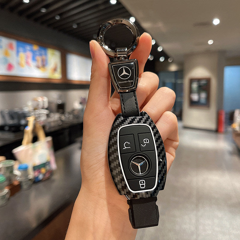 Mercedes-Benz Carbon Pattern Key Case with Strap – Classic Smart Key