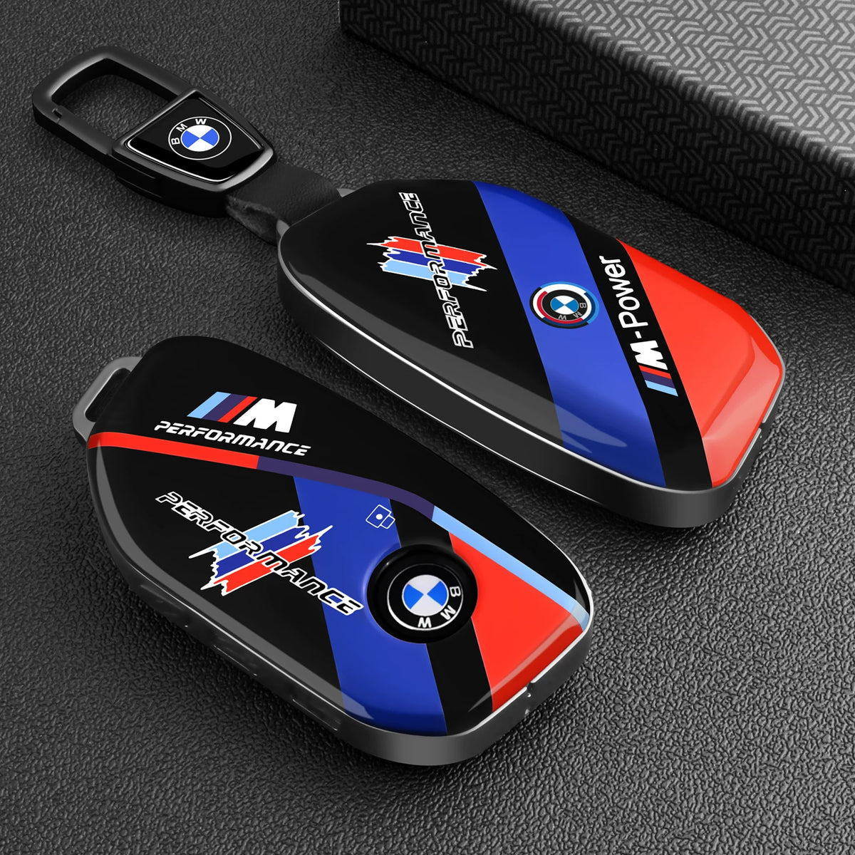 BMW Key Fob Case – G Type New-Generation Key, Motorsport Stripe Design with Keychain Options
