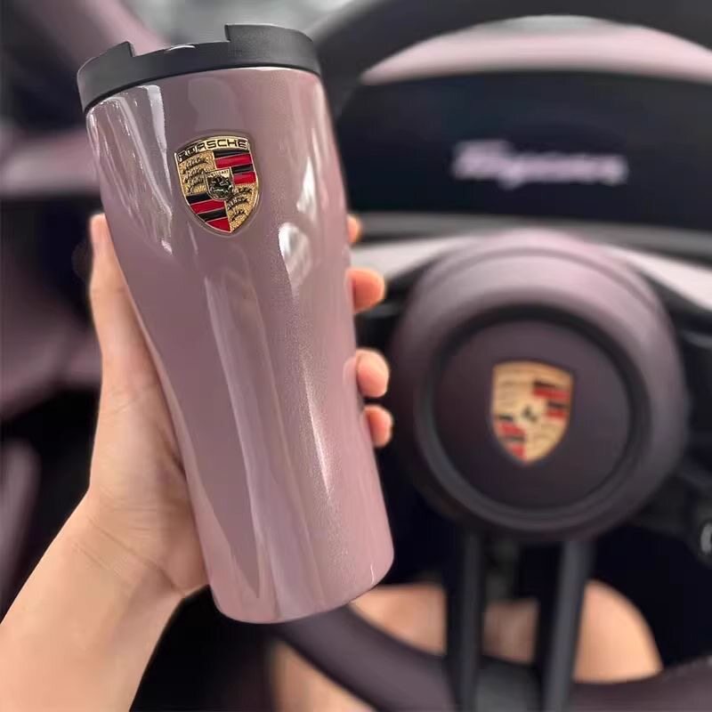 Porsche Stainless Steel Thermos Cup  Insulated Hot & Cold Water Bottle (Pink Pig / Glacier Blue / Metallic Grey)