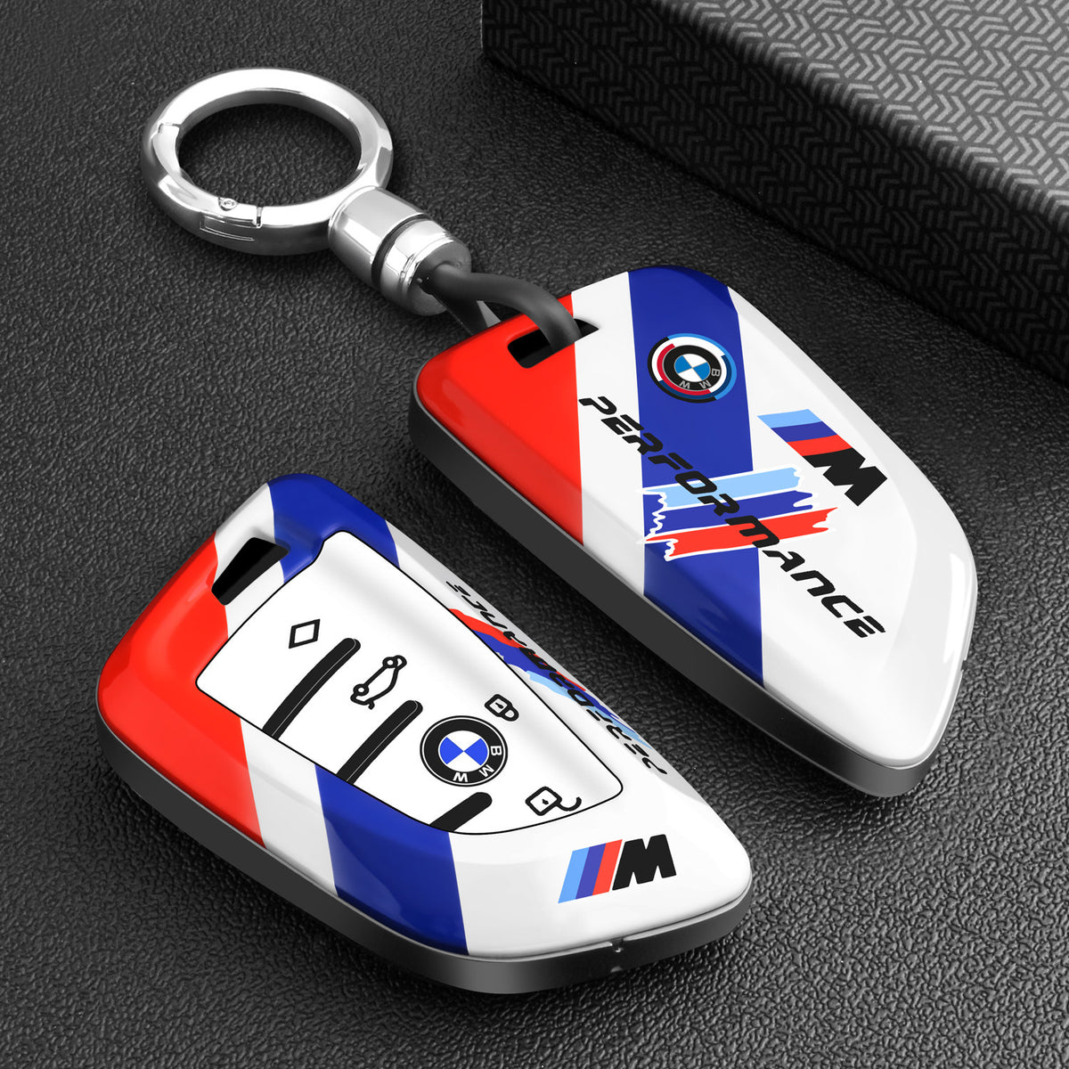 BMW Key Fob Case – A Type Blade Key, Motorsport Stripe Design with Keychain Options