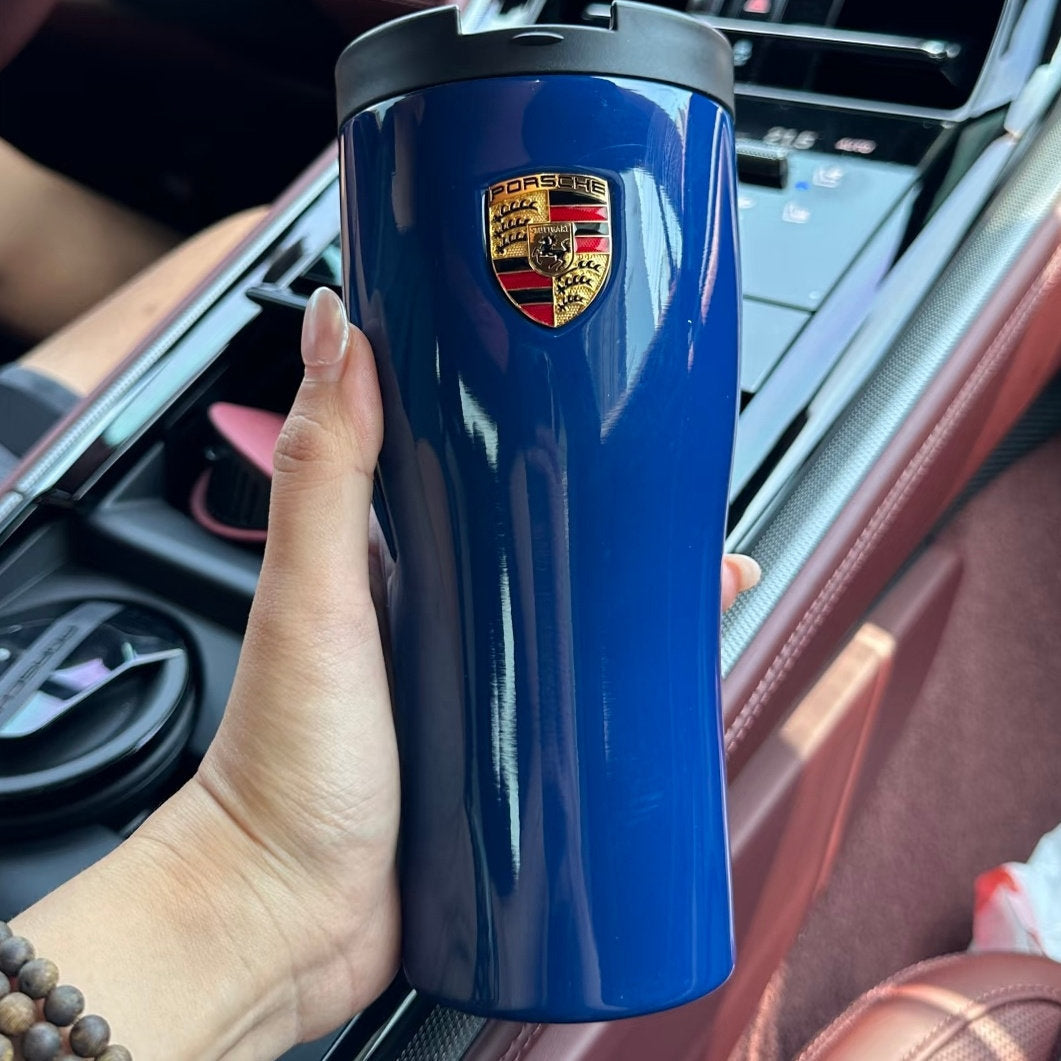 Porsche Stainless Steel Thermos Cup  Insulated Hot & Cold Water Bottle (Pink Pig / Glacier Blue / Metallic Grey)