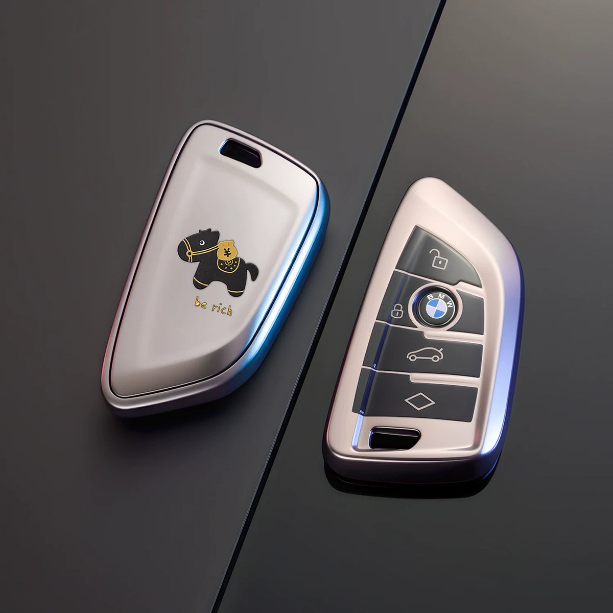BMW Key Fob Case – B Type Blade Key, Lucky Horse Design with Keychain Options