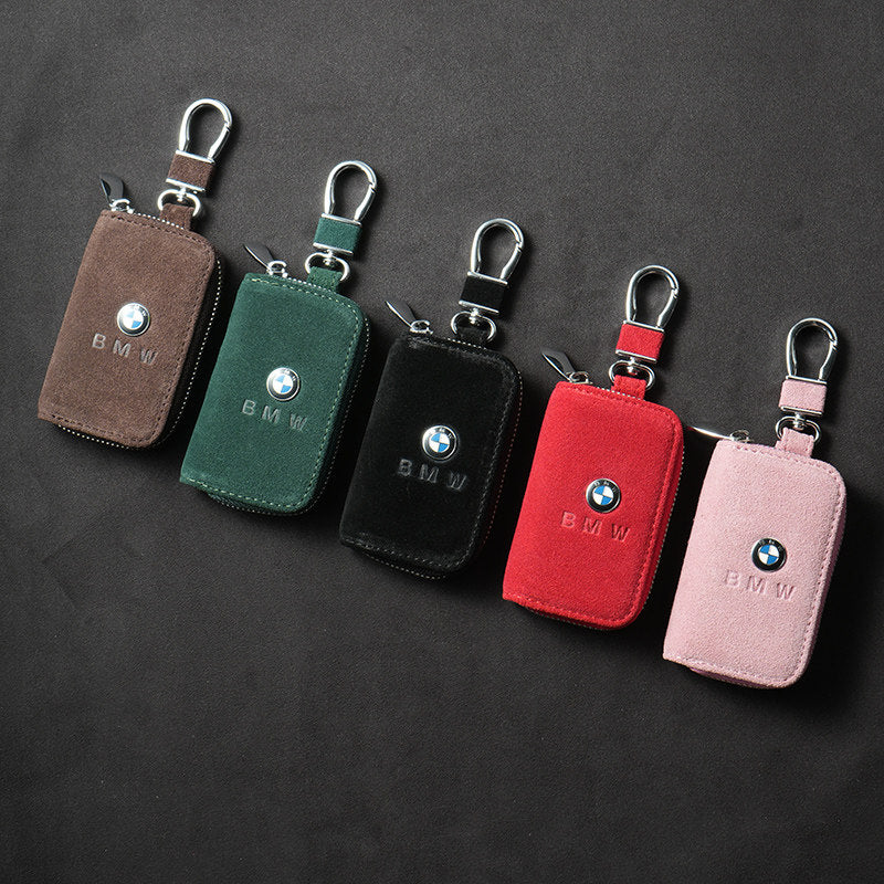Suede Zip Key Case for BMW, Universal Fit for Most Key Fobs