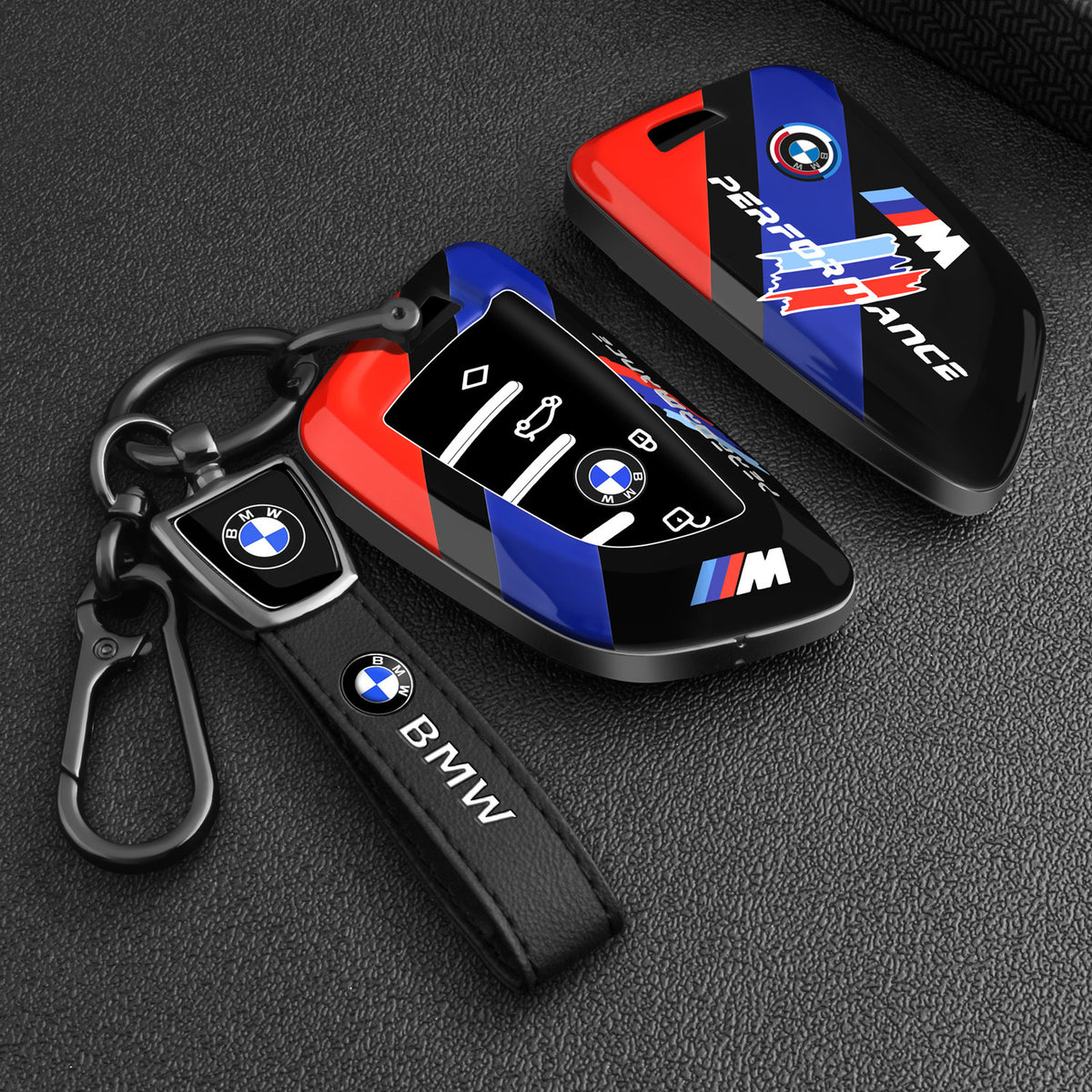 BMW Key Fob Case – A Type Blade Key, Motorsport Stripe Design with Keychain Options