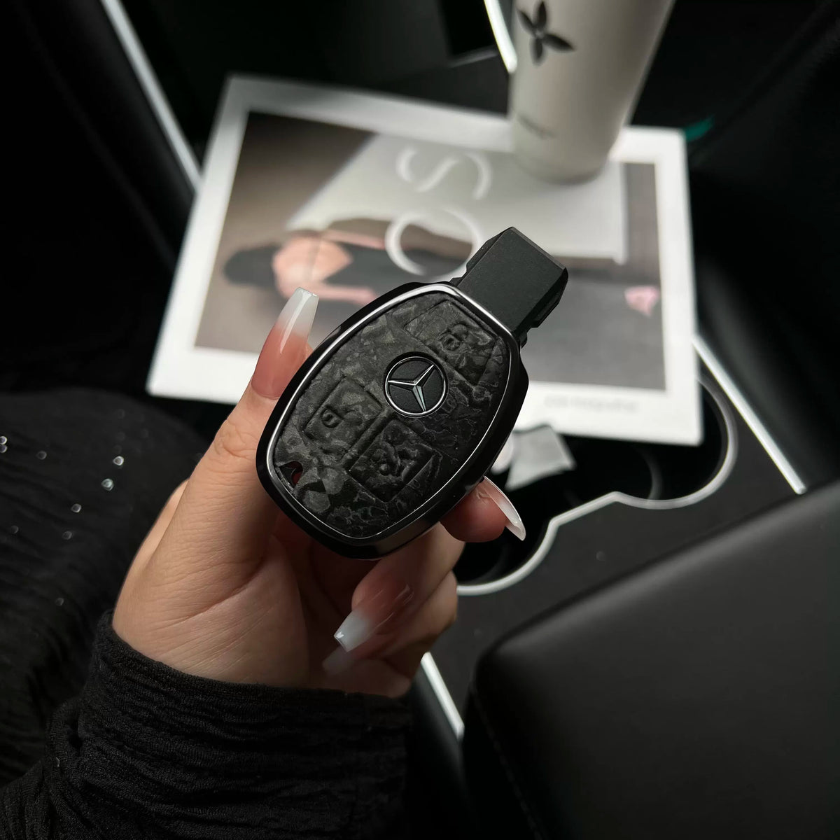 Mercedes-Benz 3D Ink Pattern Key Case with Alloy Edge – Classic Smart Key