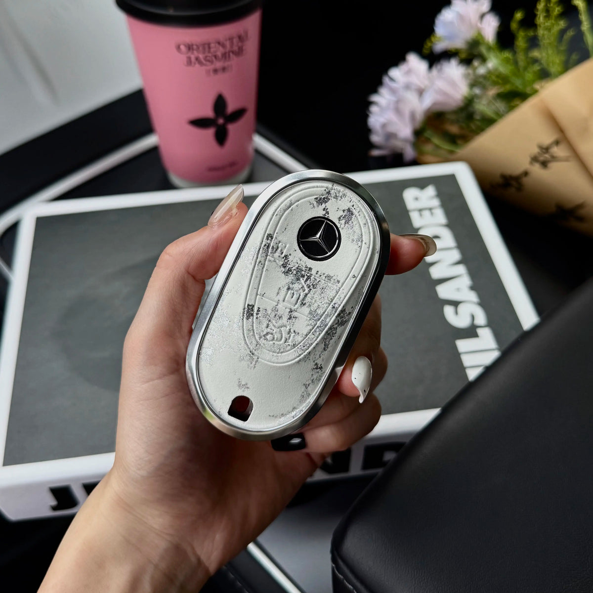 Mercedes-Benz 3D Ink & Marble Key Case with Alloy Edge – New Oval Smart Key