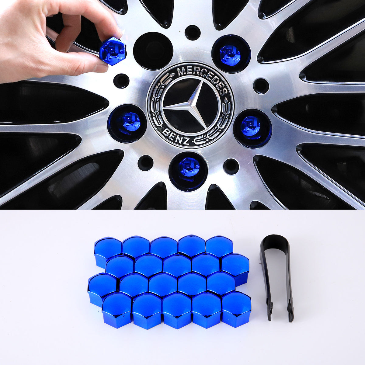 Mercedes-Benz Wheel Lug Nut Covers – 20 pcs, 7 Colors