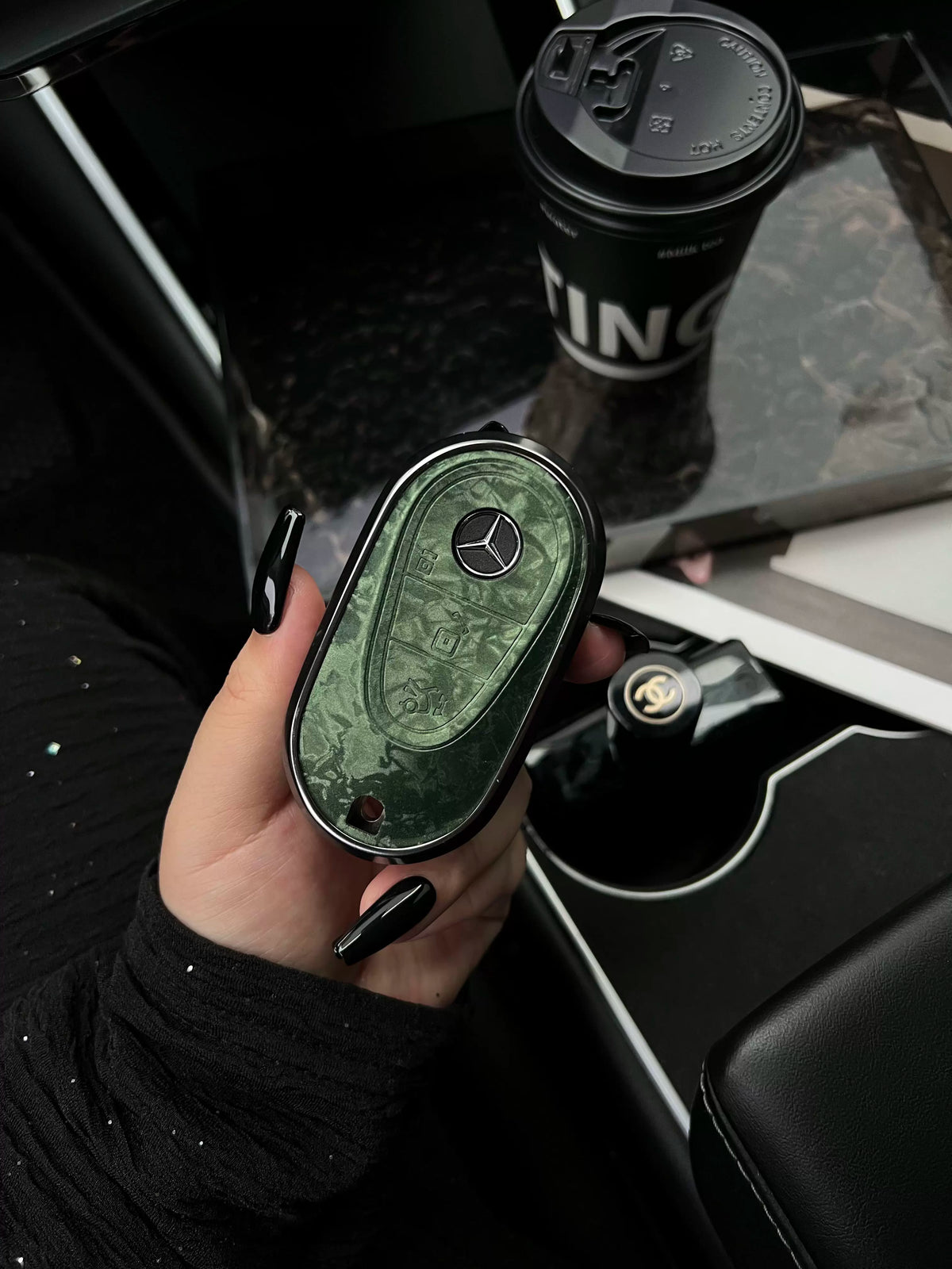 Mercedes-Benz 3D Ink & Marble Key Case with Alloy Edge – New Oval Smart Key