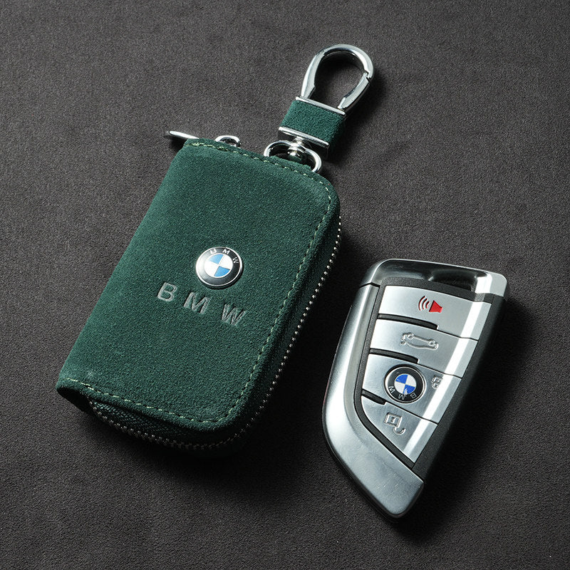Suede Zip Key Case for BMW, Universal Fit for Most Key Fobs