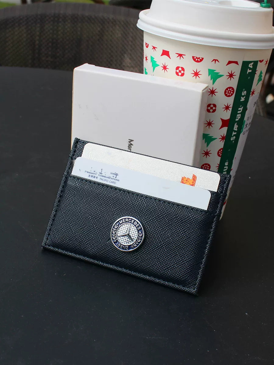 Mercedes Card Holder New ultra-thin and compact mini simple ID bank card sleeve with multiple card slots leather ID card holder