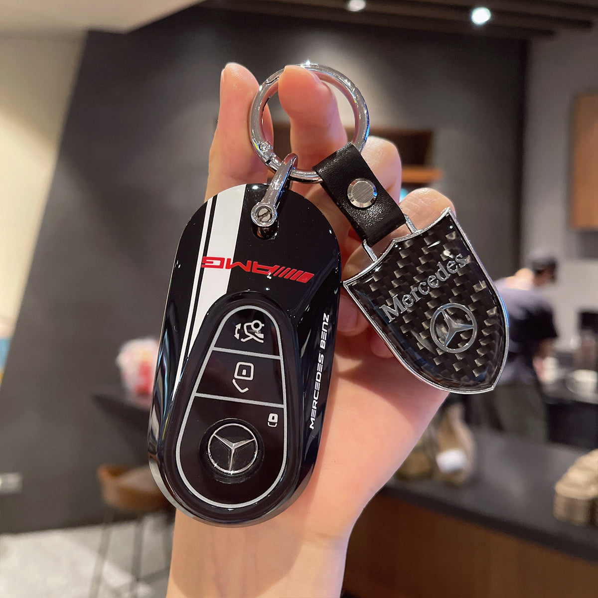 Mercedes-Benz AMG Edition 55 Black Track Key Case – New Oval Smart Key