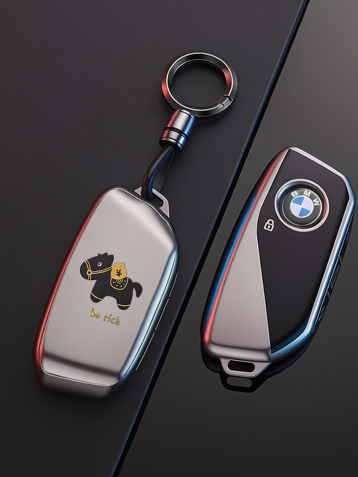 BMW Key Fob Case – G Type New-Generation Smart Key, Lucky Horse Design with Keychain Options