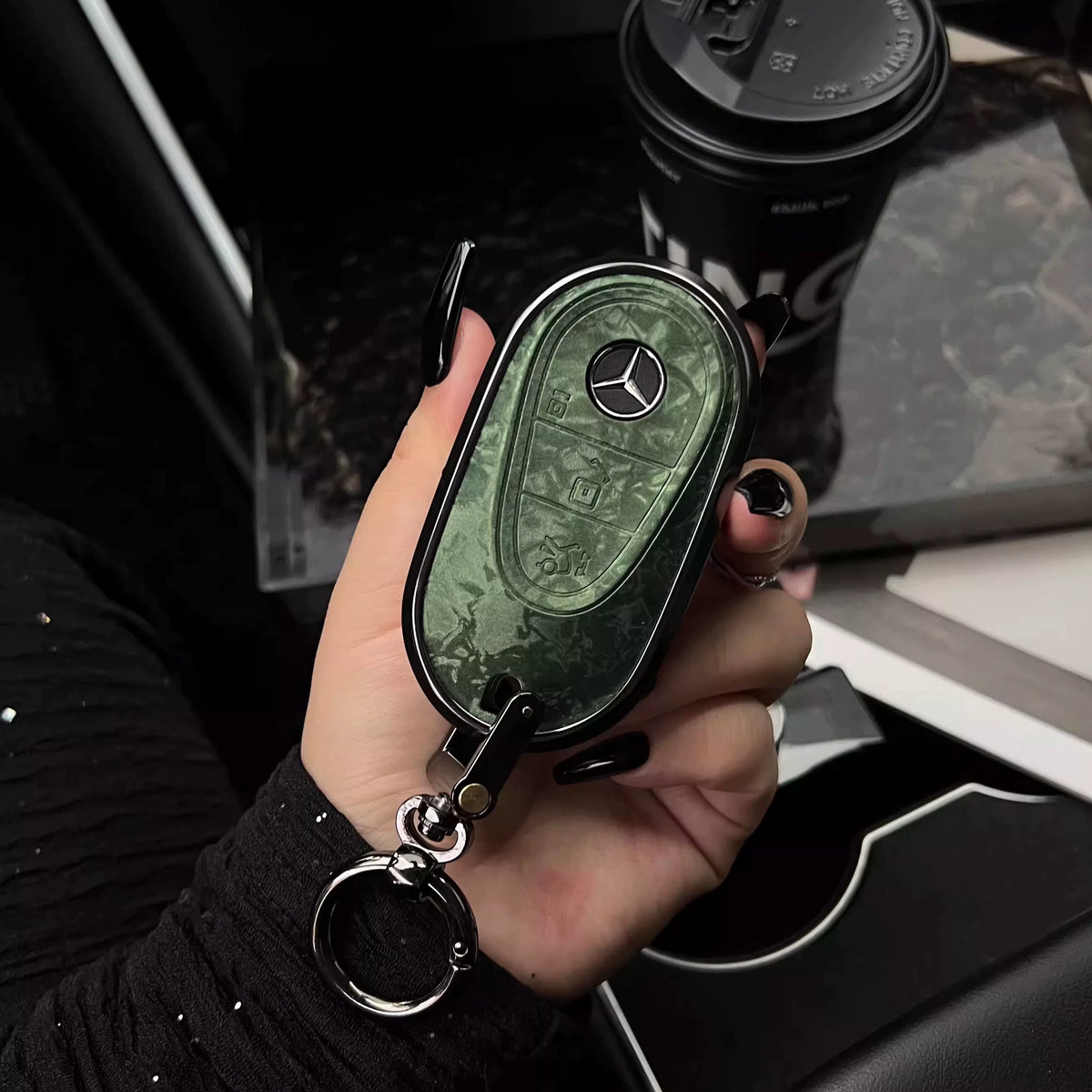 Mercedes-Benz 3D Ink & Marble Key Case with Alloy Edge – New Oval Smart Key