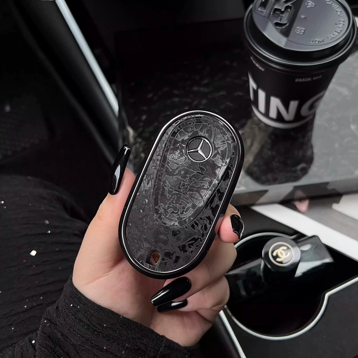 Mercedes-Benz 3D Ink & Marble Key Case with Alloy Edge – New Oval Smart Key