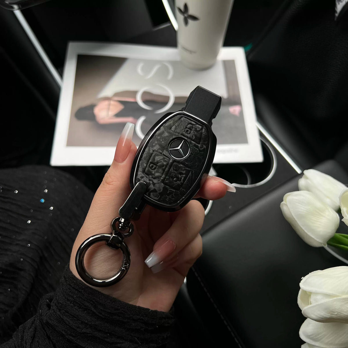 Mercedes-Benz 3D Ink Pattern Key Case with Alloy Edge – Classic Smart Key