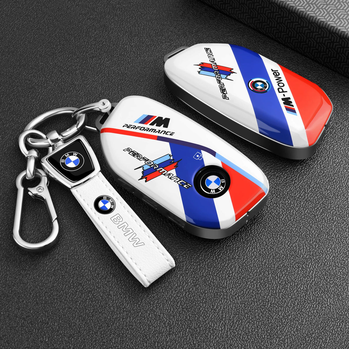 BMW Key Fob Case – G Type New-Generation Key, Motorsport Stripe Design with Keychain Options