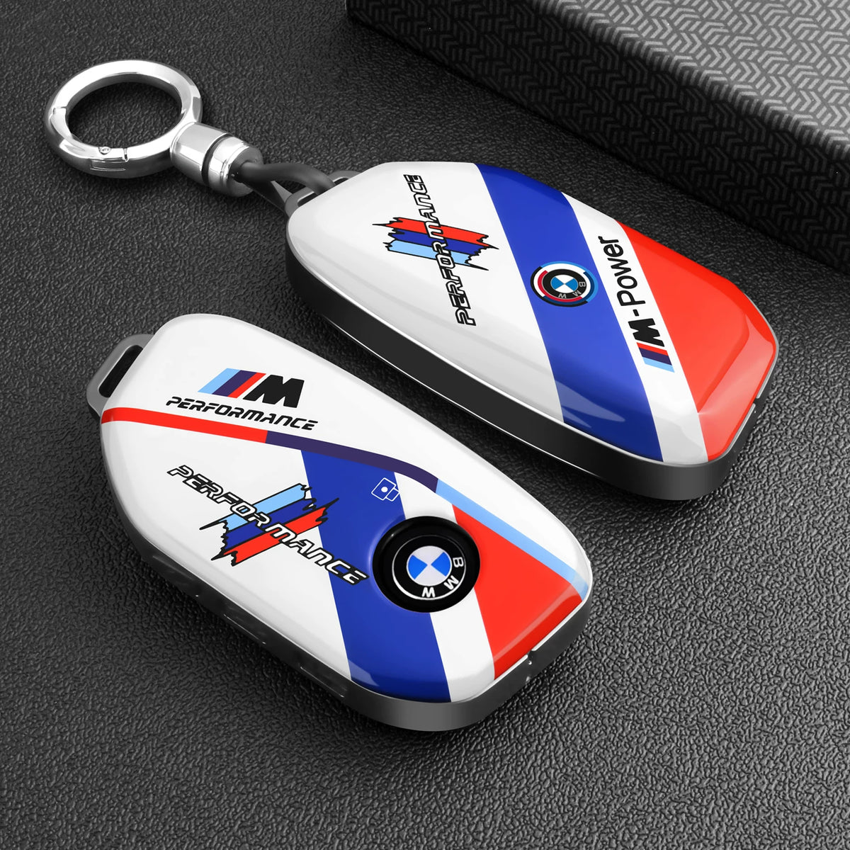 BMW Key Fob Case – G Type New-Generation Key, Motorsport Stripe Design with Keychain Options