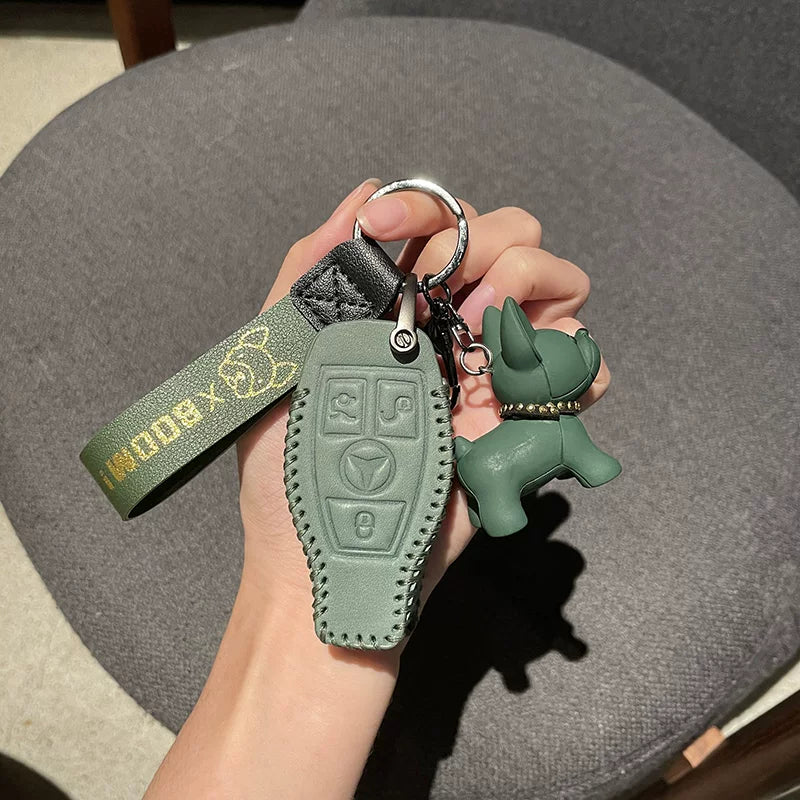 Mercedes-Benz Matte Leather Key Case with Charm – Classic Smart Key