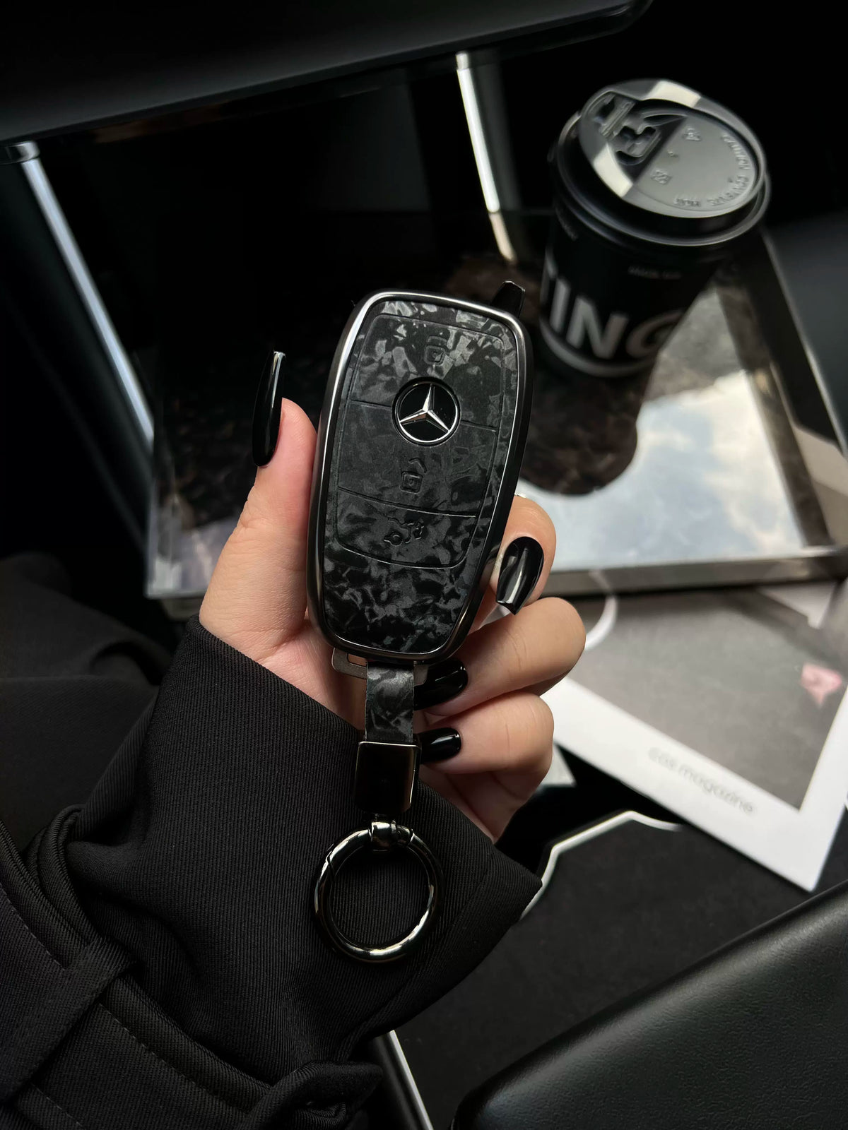 Mercedes-Benz 3D Ink Pattern Key Case with Alloy Edge – Classic Smart Key
