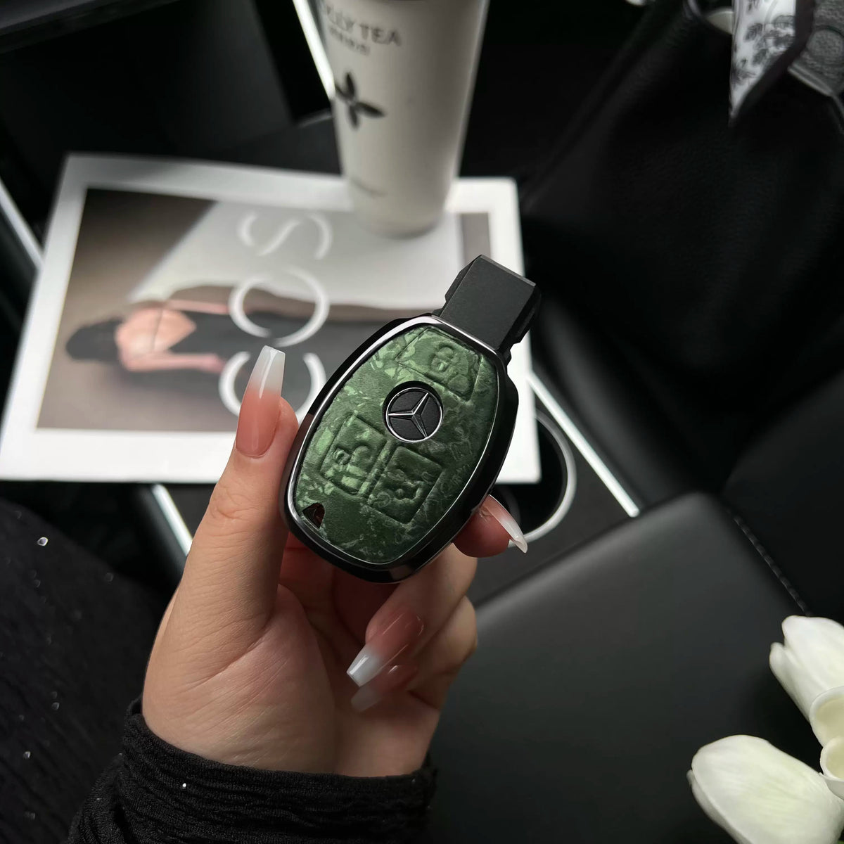 Mercedes-Benz 3D Ink Pattern Key Case with Alloy Edge – Classic Smart Key