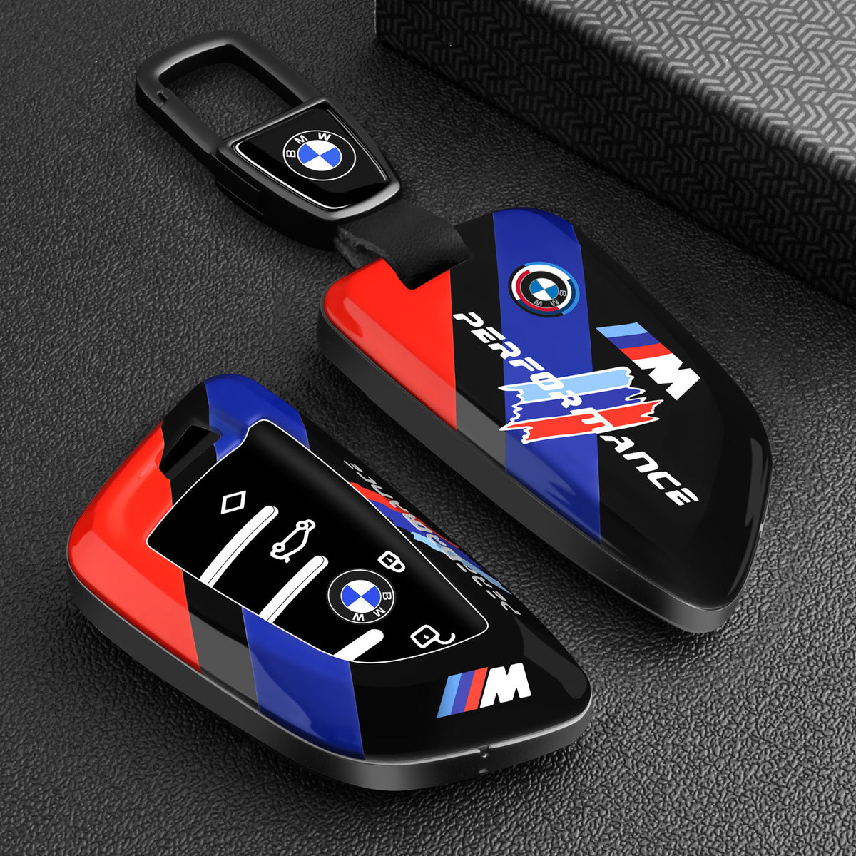 BMW Key Fob Case – A Type Blade Key, Motorsport Stripe Design with Keychain Options