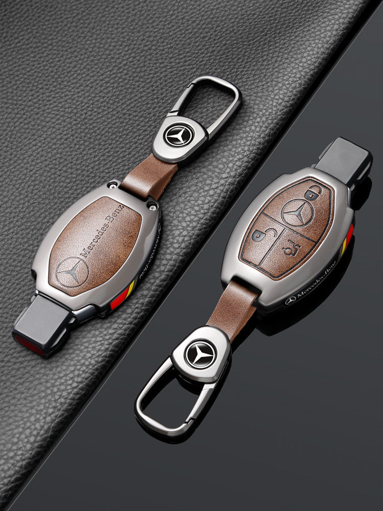 Mercedes-Benz Vintage Zinc Alloy & Leather Key Case – Classic Smart Key