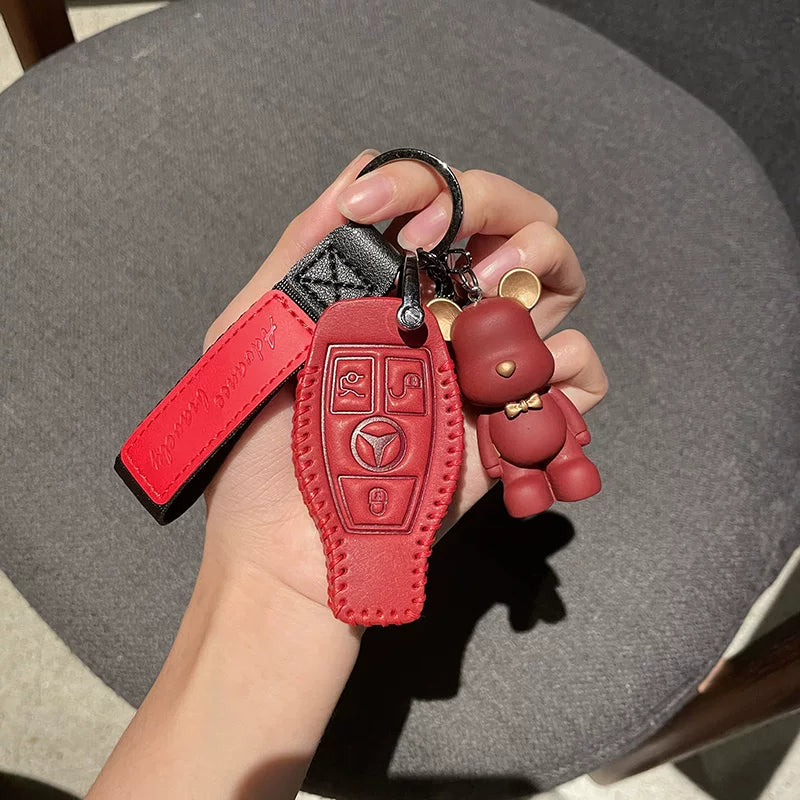 Mercedes-Benz Matte Leather Key Case with Charm – Classic Smart Key