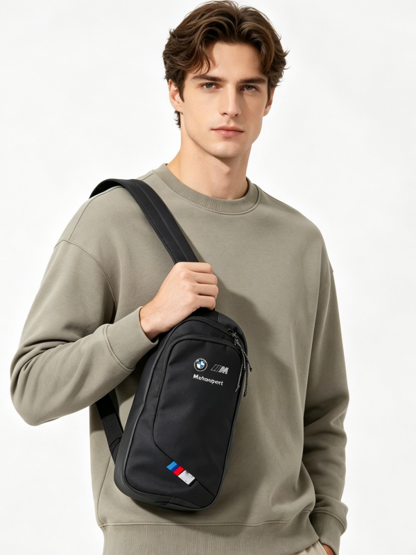 Best-selling PUMA BMW M co-branded crossbody bag men's sports chest bag casual shoulder backpack