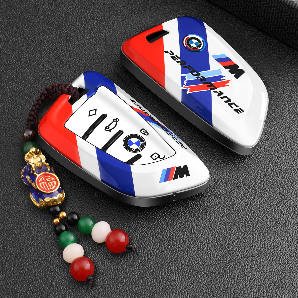 BMW Key Fob Case – A Type Blade Key, Motorsport Stripe Design with Keychain Options