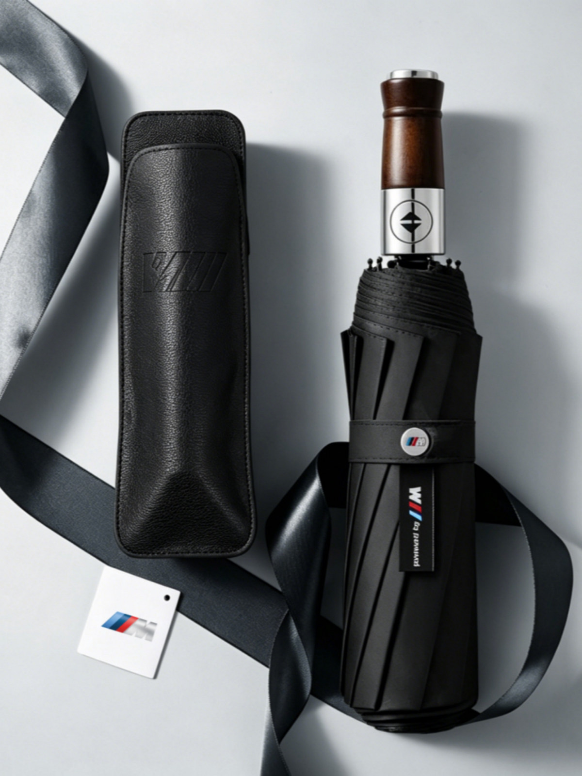Wind-Resistant Umbrella for BMW M Fans, Automatic Folding or Long, Black