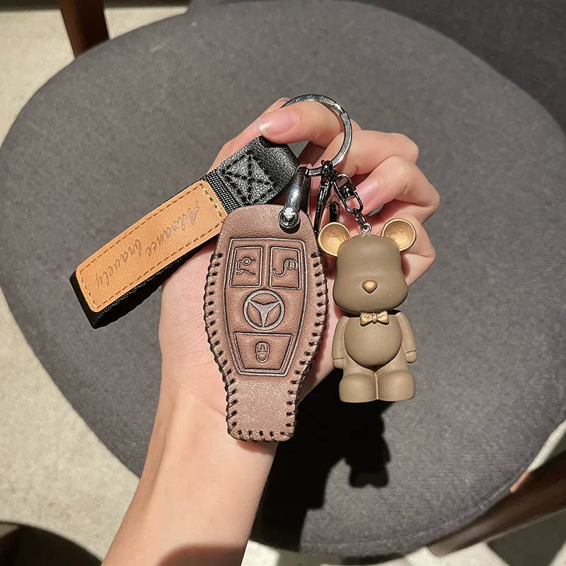 Mercedes-Benz Matte Leather Key Case with Charm – Classic Smart Key