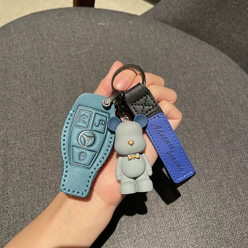 Mercedes-Benz Matte Leather Key Case with Charm – Classic Smart Key