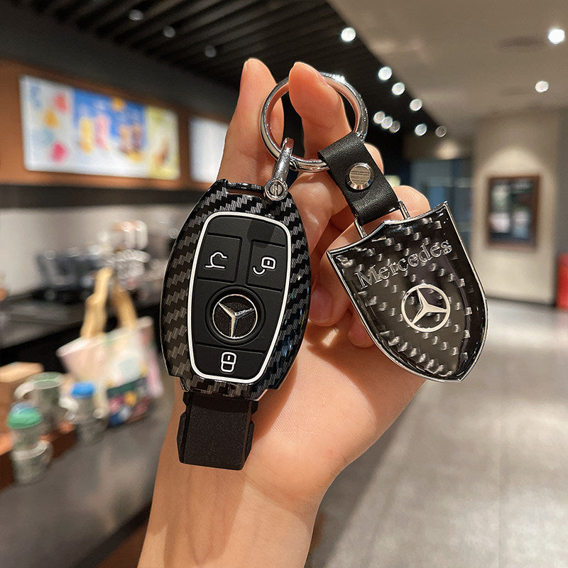 Mercedes-Benz Carbon Pattern Key Case with Strap – Classic Smart Key