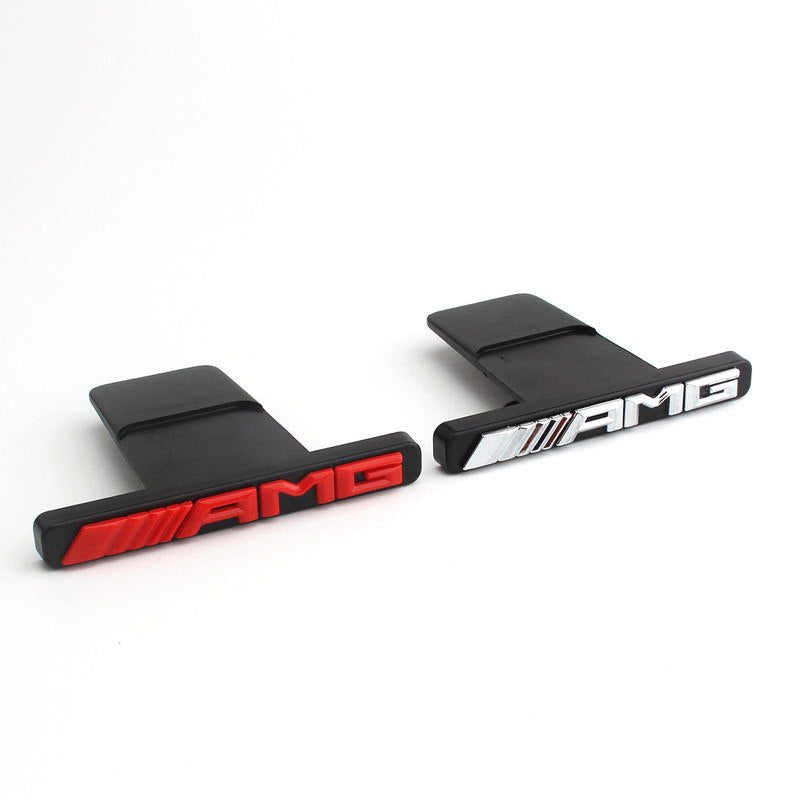 Mercedes-Benz AMG Front Grille Badge – Bright Silver, Gloss Black, Red