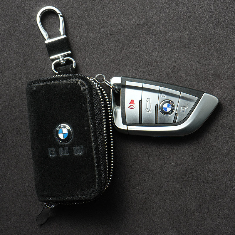 Suede Zip Key Case for BMW, Universal Fit for Most Key Fobs