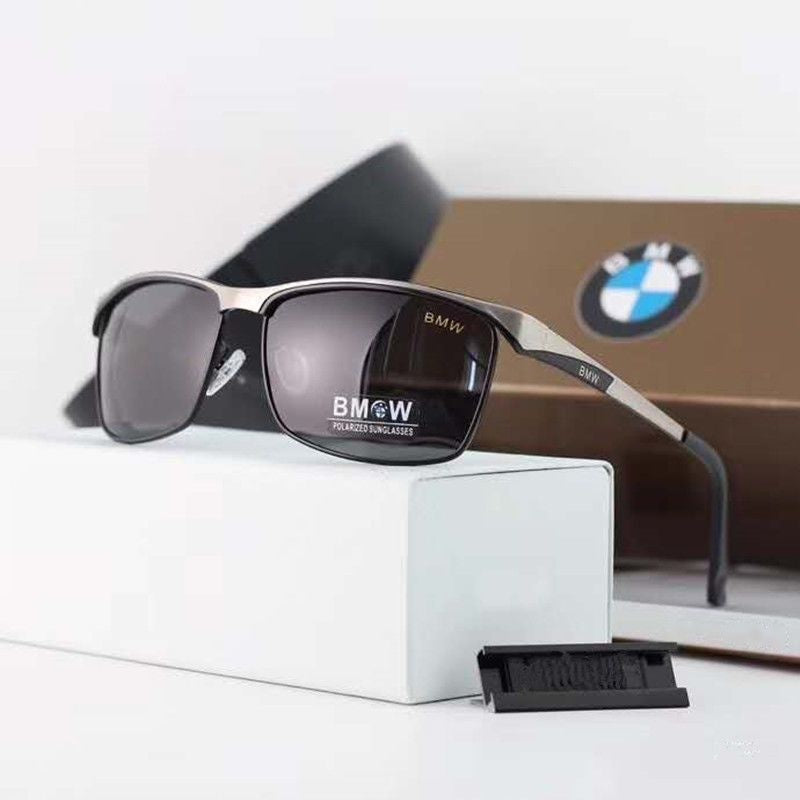 Black silver frame BMW HD polarized square sunglasses