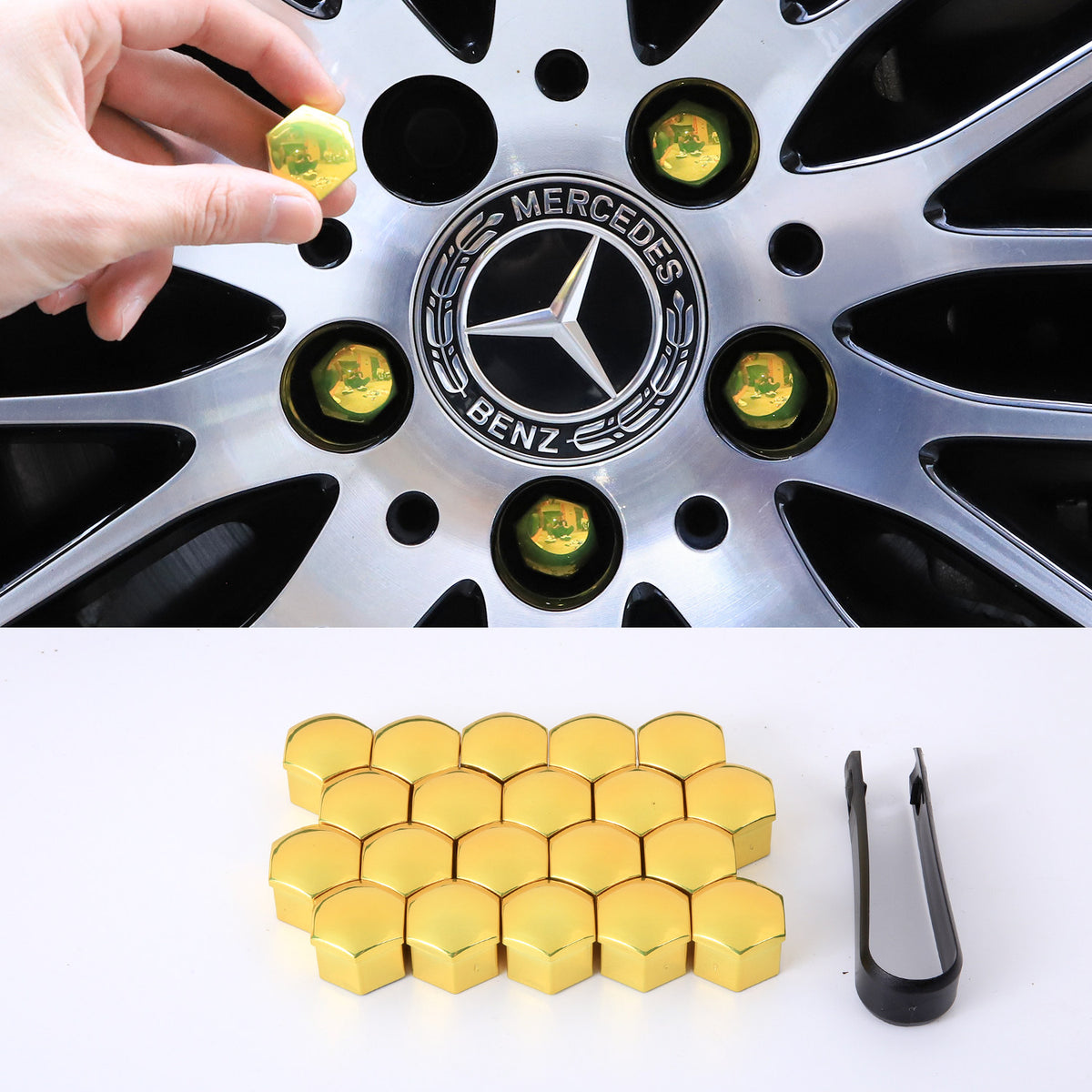 Mercedes-Benz Wheel Lug Nut Covers – 20 pcs, 7 Colors