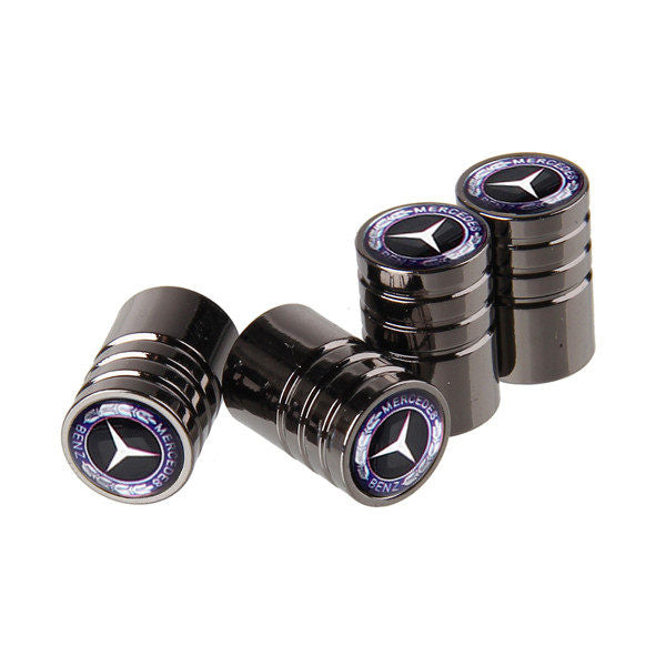 Mercedes-Benz Chrome Tire Valve Stem Caps – 5 Logo Designs, Set of 4