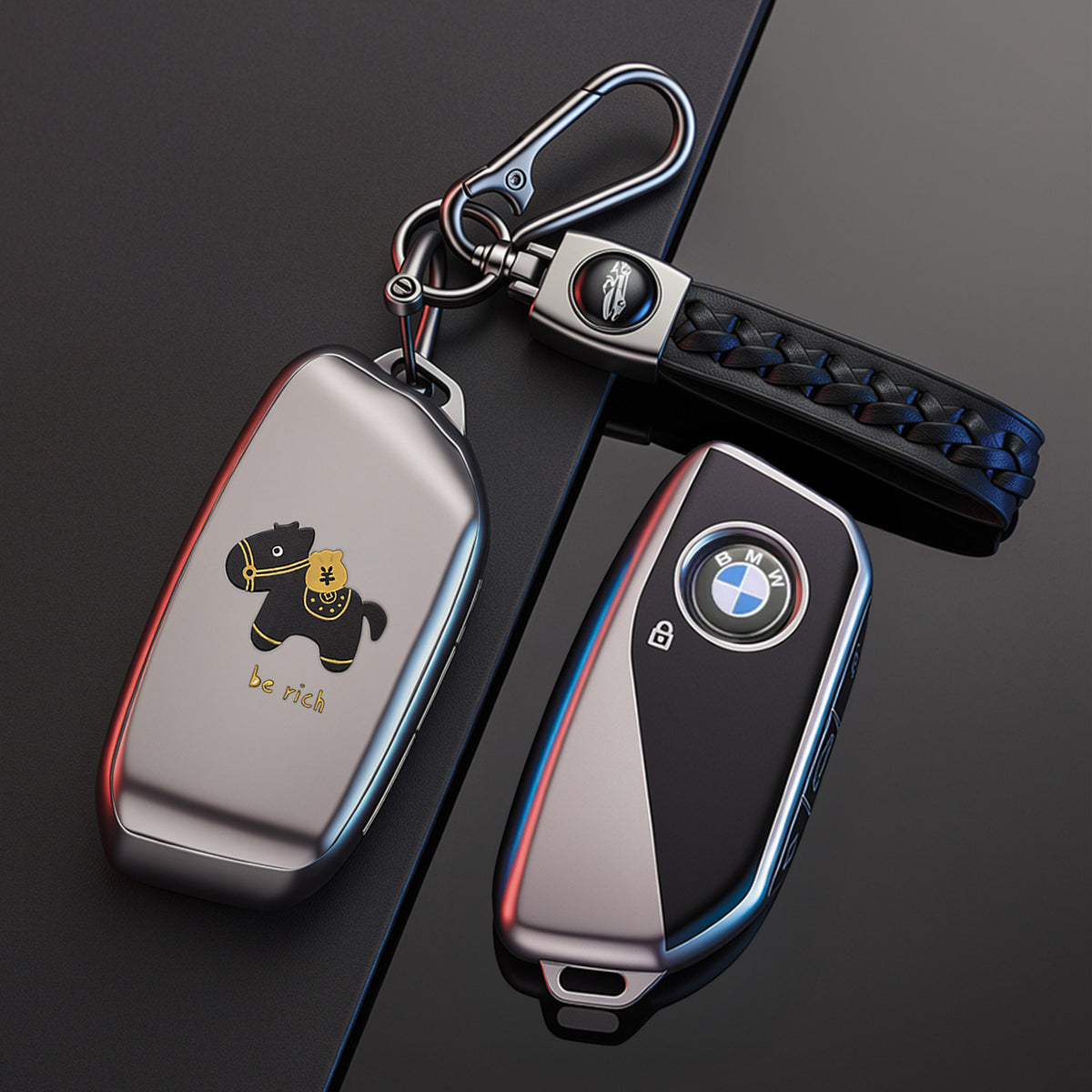 BMW Key Fob Case – G Type New-Generation Smart Key, Lucky Horse Design with Keychain Options