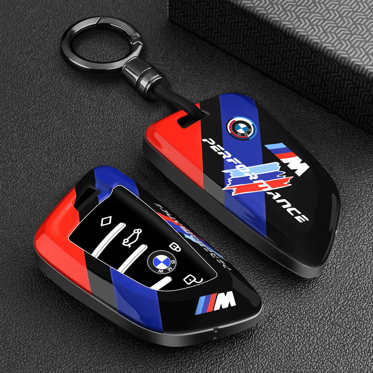 BMW Key Fob Case – A Type Blade Key, Motorsport Stripe Design with Keychain Options