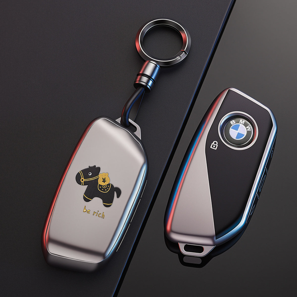 BMW Key Fob Case – G Type New-Generation Smart Key, Lucky Horse Design with Keychain Options