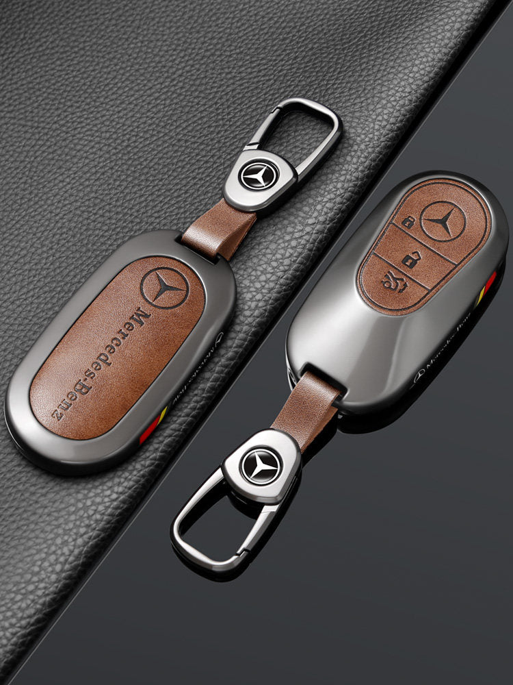 Mercedes-Benz Vintage Zinc Alloy & Leather Key Case – New Oval Smart Key