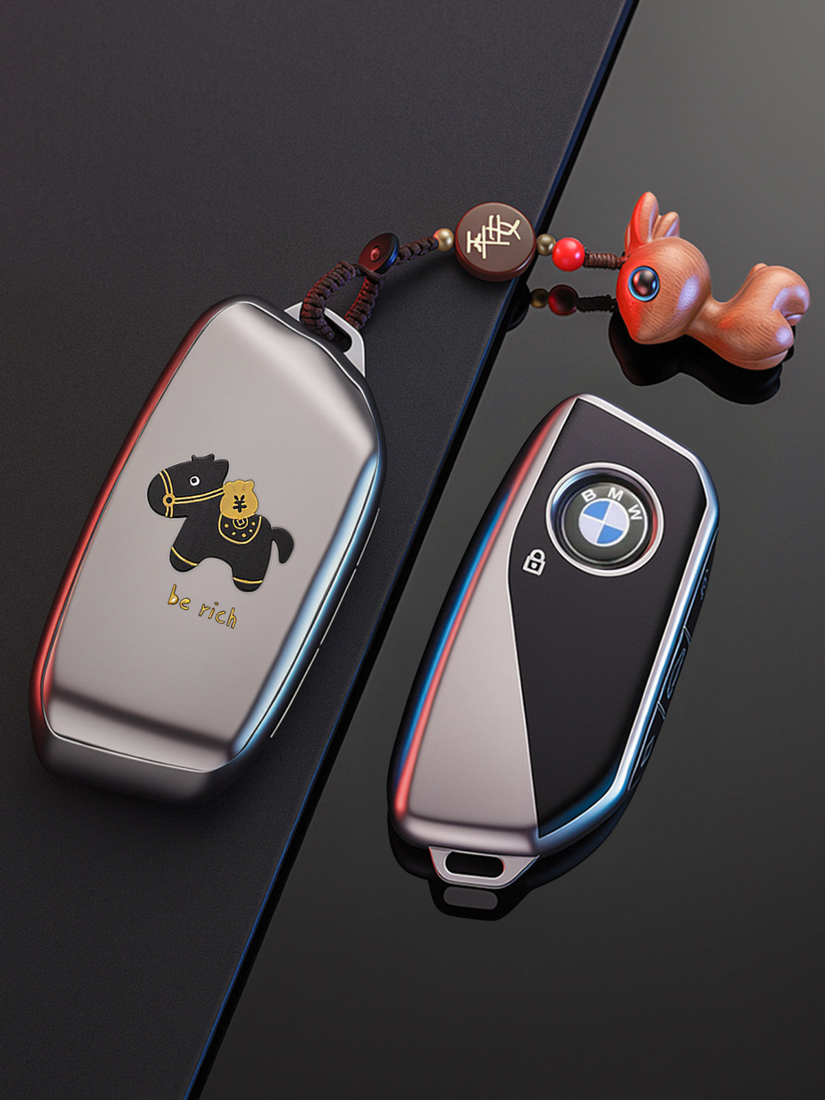 BMW Key Fob Case – G Type New-Generation Smart Key, Lucky Horse Design with Keychain Options
