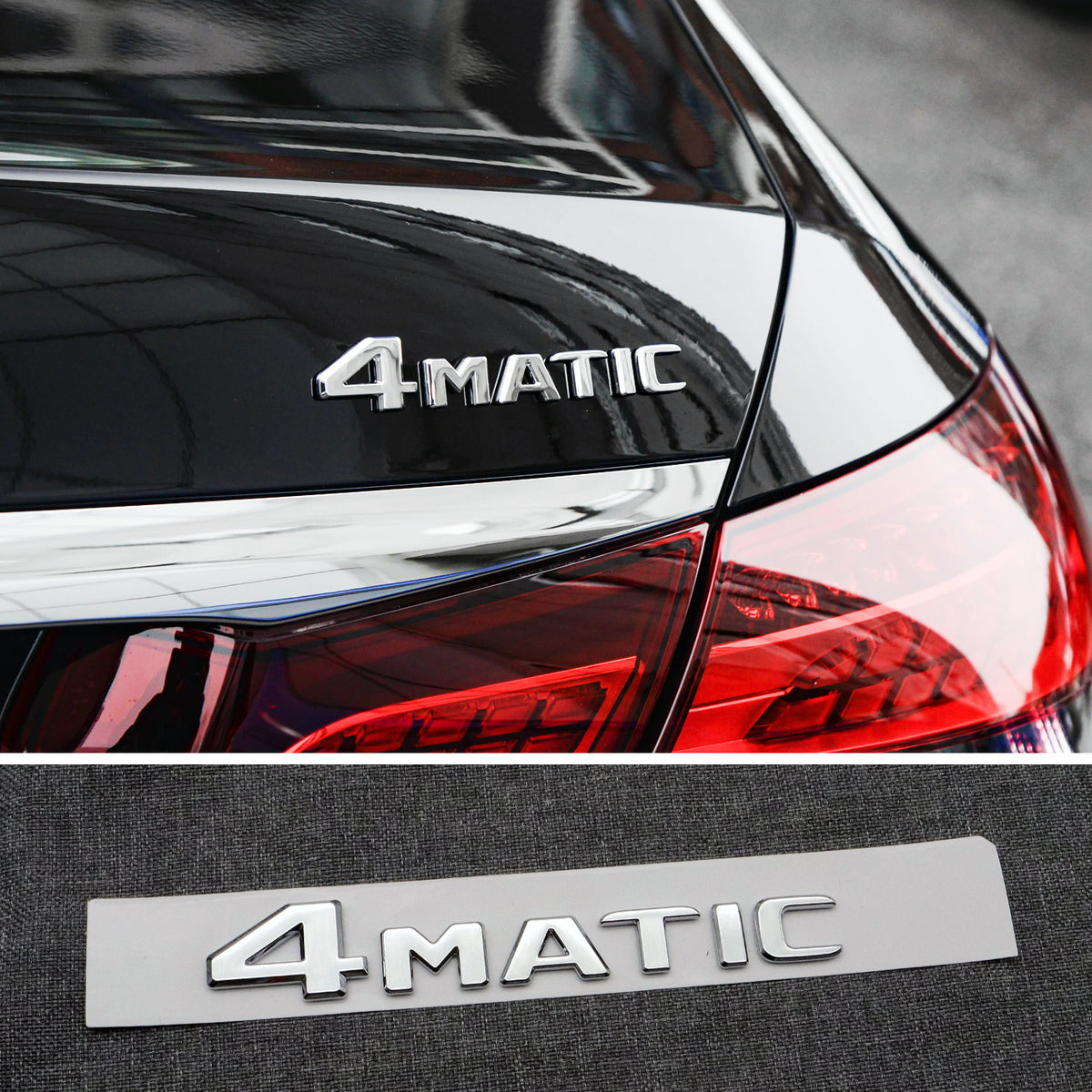 Mercedes-Benz E-Class Rear Badges – E300L, E260L, 4MATIC, AMG Lettering & Star Emblems