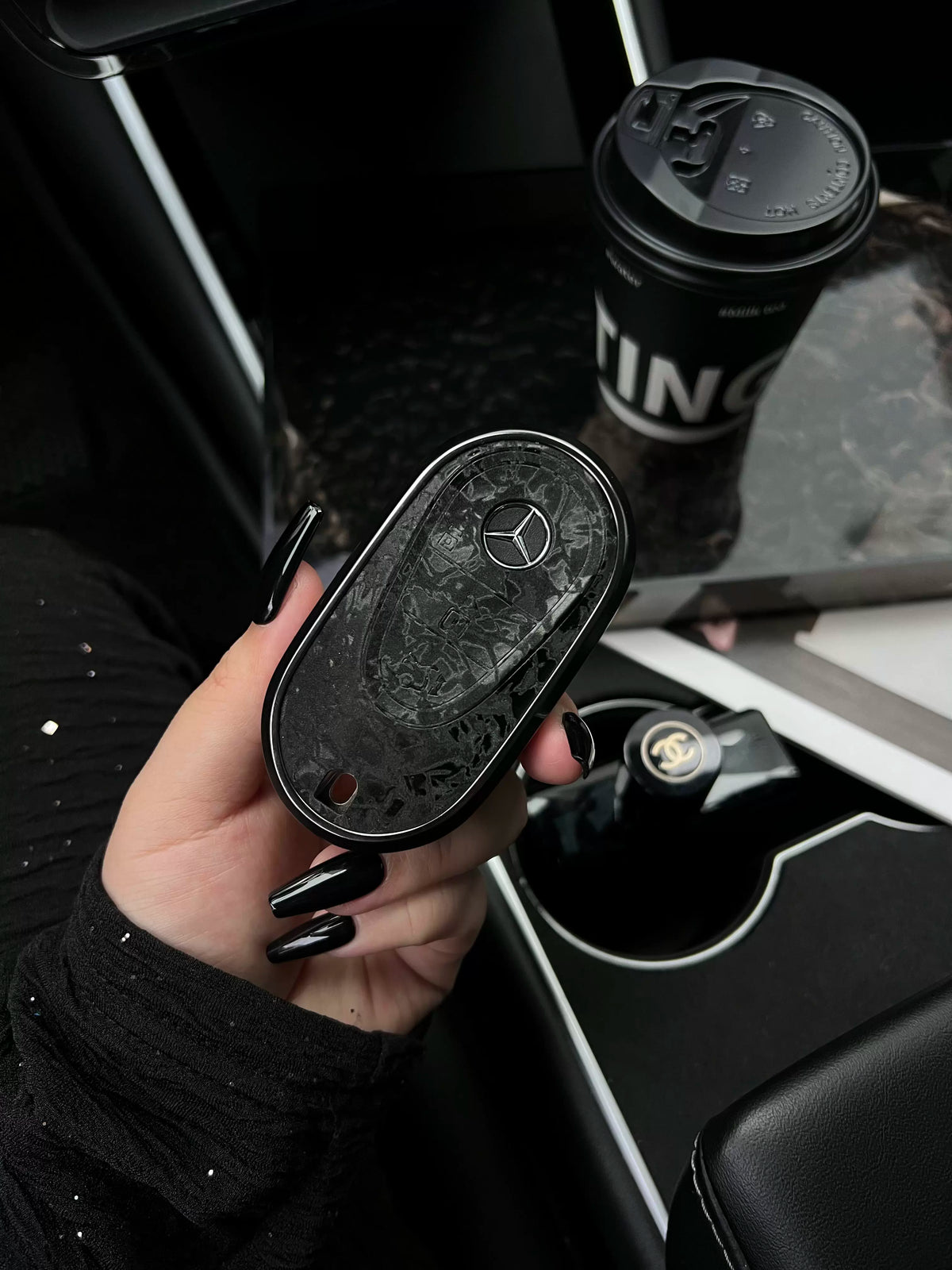 Mercedes-Benz 3D Ink & Marble Key Case with Alloy Edge – New Oval Smart Key
