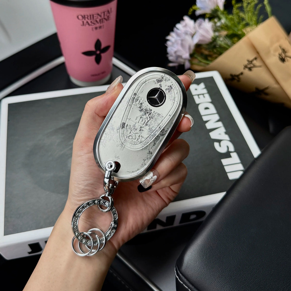 Mercedes-Benz 3D Ink & Marble Key Case with Alloy Edge – New Oval Smart Key